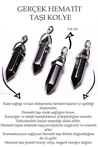 Tesbih Atölyesi Certified Nail Model Hematite Stone Necklace - 1st quality