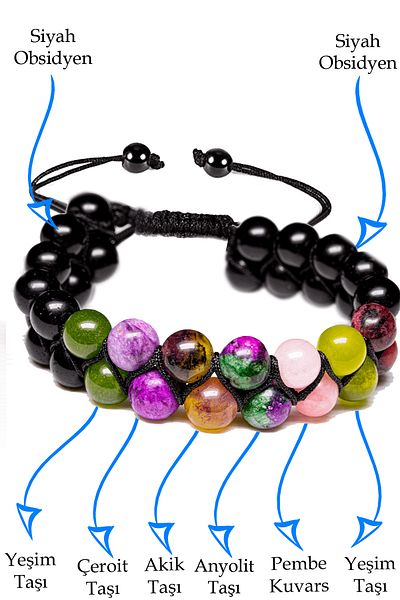Tesbih Atölyesi Certified Virgo Natural Stone Bracelet - Macrame
