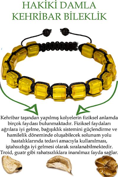 Tesbih Atölyesi Manufacturer Certified Cube Cut Transparent Natural Drop Amber Bracelet