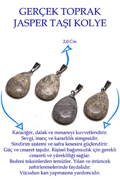 Tesbih Atölyesi Certified Drop Model Patterned Map Jasper Stone Necklace (WITH SILVER DEVICE)