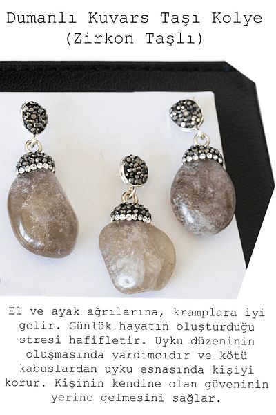 Tesbih Atölyesi Certified Zircon Stone Model Smoky Quartz Stone Necklace