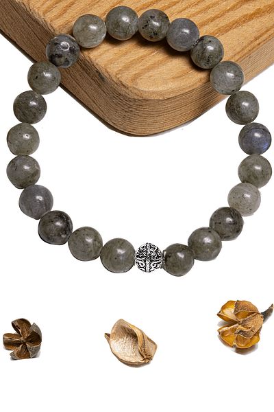 Tesbih Atölyesi Certified Aaa+ Quality Labradorite Stone Bracelet - With Silver Device