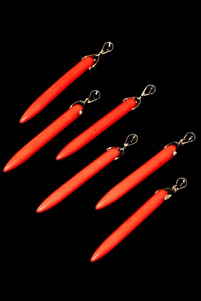 Tesbih Atölyesi Certified Tooth Red Coral Stone Necklace - Unpainted