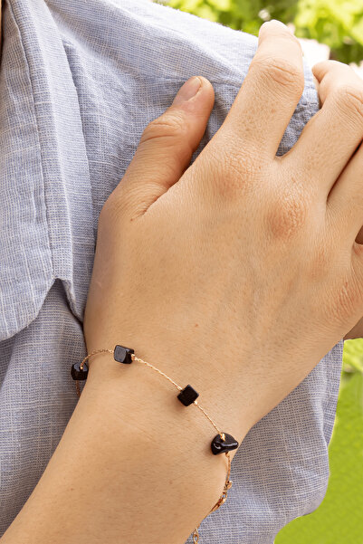 Tesbih Atölyesi Natural Stone Necklace Bracelet Set with Certified Obsidian Stone