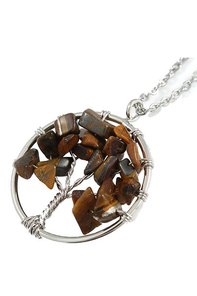 Tesbih Atölyesi Certified Tiger Eye Stone Tree of Life Necklace