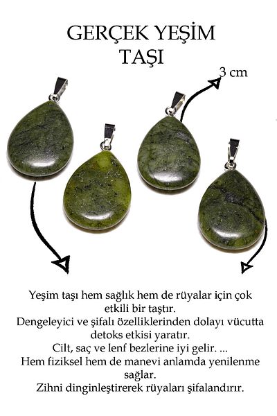 Tesbih Atölyesi Certified Drop Model Jade Necklace - Canada (WITH SILVER DEVICE)