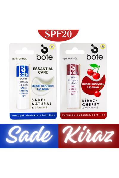 Bote Lip Care Cream Cherry 5gr + Plain Colorless 5gr - SPF20 Protective Inten...