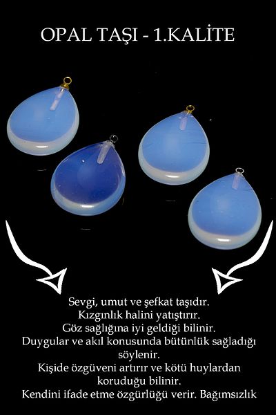 Tesbih Atölyesi Certified Drop Model Opal Stone Necklace (WITH SILVER DEVICE)