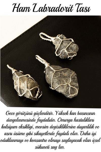 Tesbih Atölyesi Certified Raw Wire Wrapped Labradorite Stone Necklace