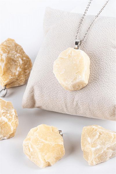 Tesbih Atölyesi Certified Raw Unprocessed Honey Calcite Stone Necklace