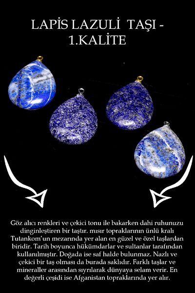 Tesbih Atölyesi Certified Drop Model Lapis Lazuli Stone Necklace (WITH SILVER DEVICE)