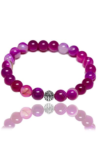 Tesbih Atölyesi Certified Aaa+ Quality Pink Agate Stone Bracelet
