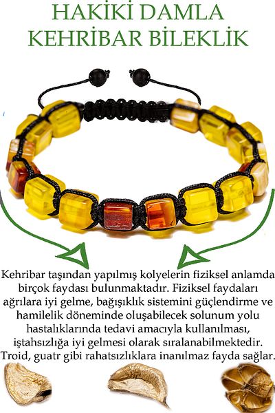 Tesbih Atölyesi Certified Cubed Cherry - Transparent Natural Drop Amber Bracelet