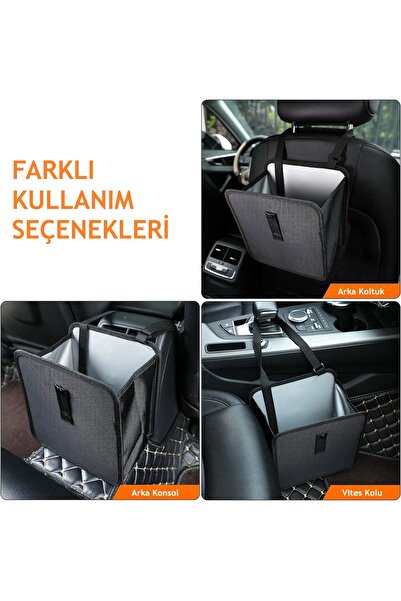 Ankanorm Vehicle Trash Can Waterproof Garbage Bag Foldable Trash Bin Organizer 6.8 Liter Capacity