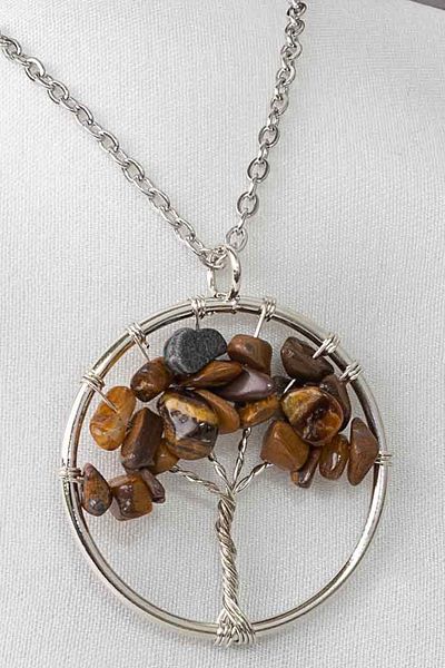 Tesbih Atölyesi Certified Tiger Eye Stone Tree of Life Necklace