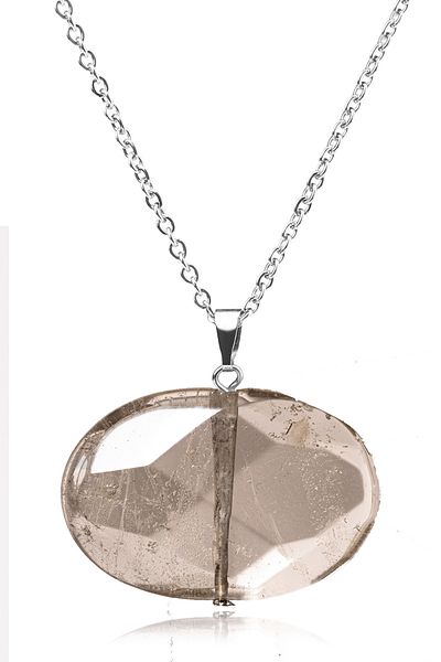 Tesbih Atölyesi Certified Diamond Cut AAA+ Smoky Quartz Stone Necklace