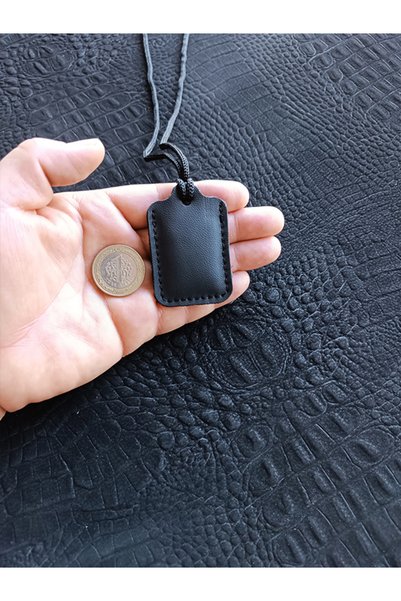 ViP GiFT Small Quadrilateral Cevşen Prayer Pendant Amulet Genuine Leather