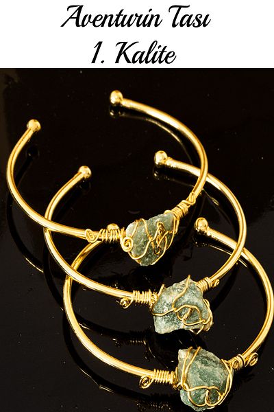 Tesbih Atölyesi Certified Clamp Model Adjustable Aaa Aventurine Stone Bracelet - Tarnish Resistant