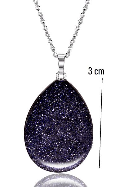 Tesbih Atölyesi Certified Drop Model Navy Blue Star Stone Necklace (WITH SILVER DEVICE)