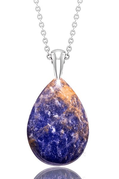 Tesbih Atölyesi Certified Drop Model Azurite Stone Necklace (WITH SILVER DEVICE)