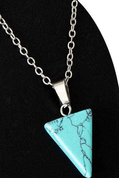 Tesbih Atölyesi Certified Pyramid Model Turquoise Stone Necklace