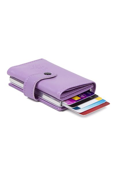 Linatigers Soft Textured Automatic Mechanism Card Holder Wallet with Clasp