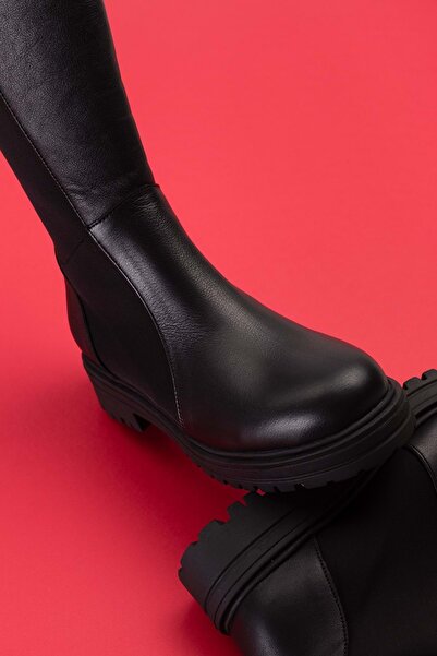 Gondol Hakiki Deri Arkası Latikli Esnek Binici Çizme Anl.2708