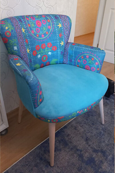 LOVİSSE HOME Patchwork Otantik Berjer Etnik Retro Tekli Koltuk Balkon, Ofis, Bekleme, Güzellik Merkezi, Çay Seti