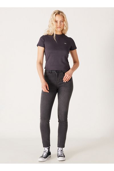 WRANGLER Normal Waist Narrow Leg Anthracite Women's Denim Trousers W26Lkbt15-Anthracite