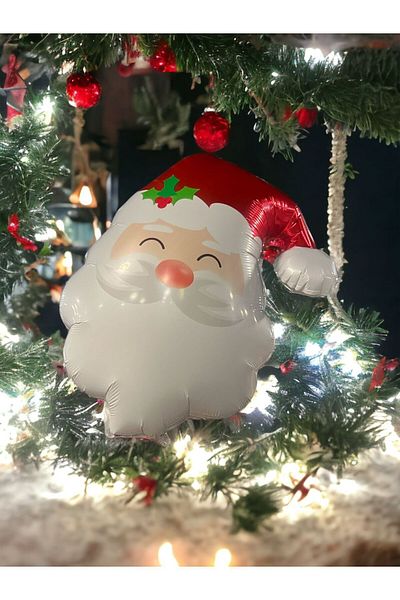 Happyland New Year Santa Claus - 45 cm Foil Balloon, Head Shaped, New Year Decoration