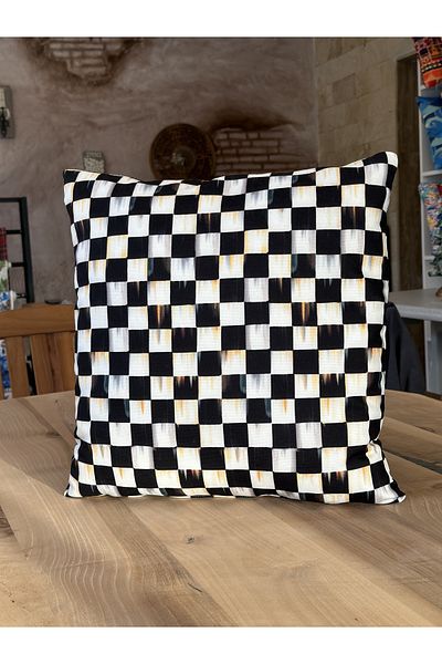 Karam Home Checkerboard Patterned Digital Printing Throw Pillow Cover