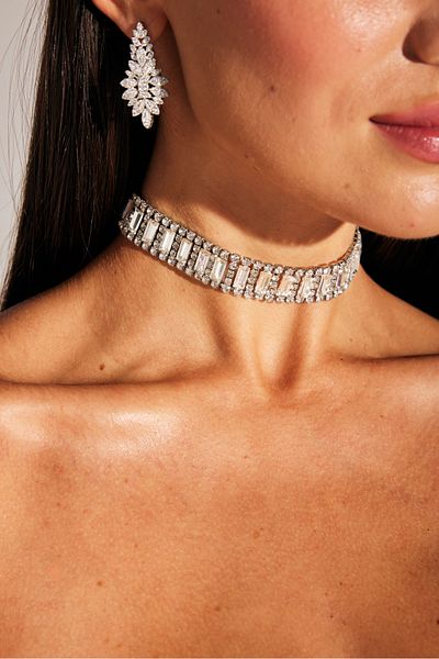 BETTY & SAM Nora Rectangular Cut Crystal Chocker Necklace