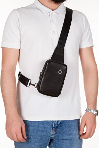 Linatigers Geantă de umăr și piept pentru bărbați 100% piele naturala