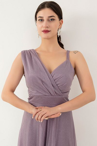 PULLIMM ROCHIE LUNGA TUL SILVERY CU UNUL UMERI 13424