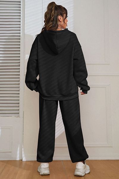 Josette Gumball Winter Bottom Top Set Sweatshirt Tracksuit Bottoms - Black Printed Oversize Hoodie