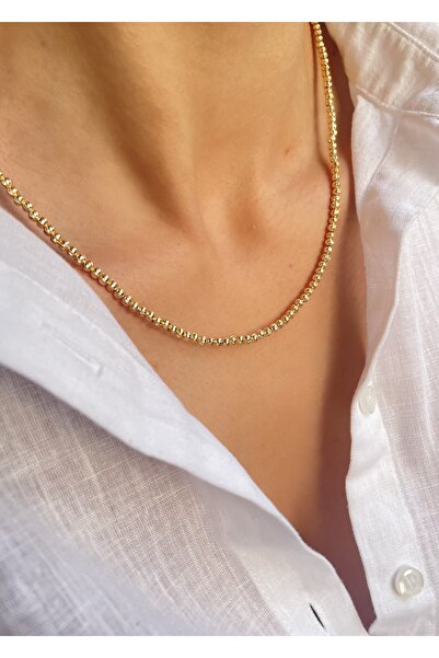 Lavian Accessories قلادة دوريكا ذهبية اللون مطرزة