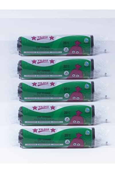 Nejat Plastik Orta Boy 55x60 Siyah Çöp Torbası 20x5 100 Adet