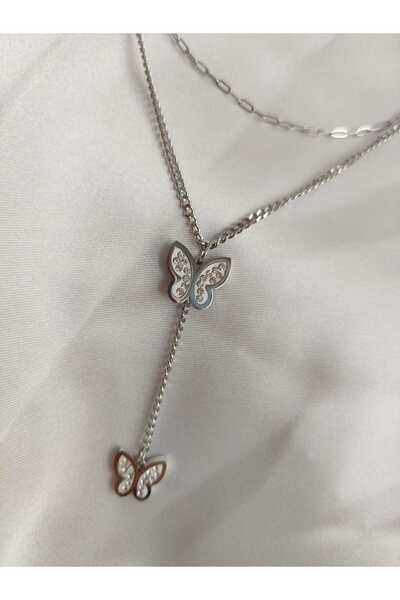BLUNCHSTORE 2-Piece BUTTERFLY Rhinestone Elegant NECKLACE