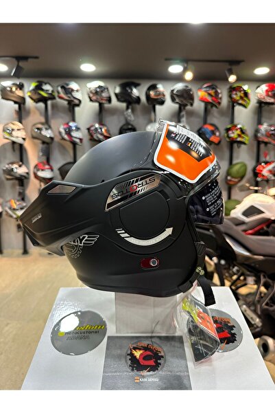 Sway SW 907 Stratos 180 Derece Çene Açılır Kask (Mat Siyah)