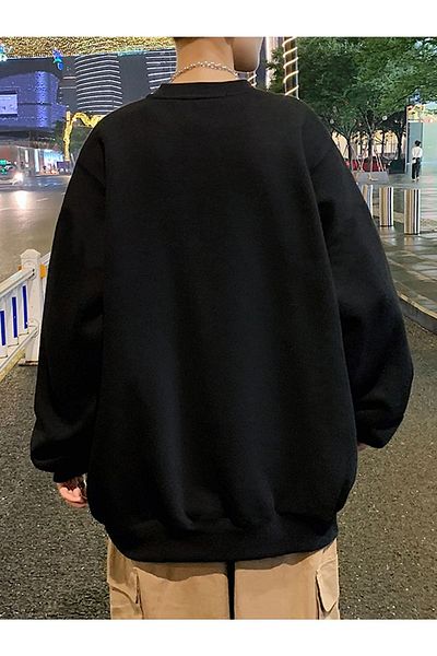 Josette Χειμερινό φούτερ Bravely Life - Μαύρη στάμπα Oversize με τσέπες και λαιμόκοψη