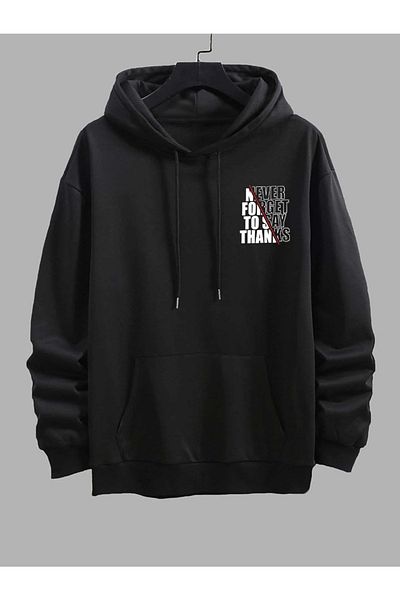 Josette Χειμερινό φούτερ Brothers Design - Μαύρη στάμπα Oversize Pocket Raster Hoodie