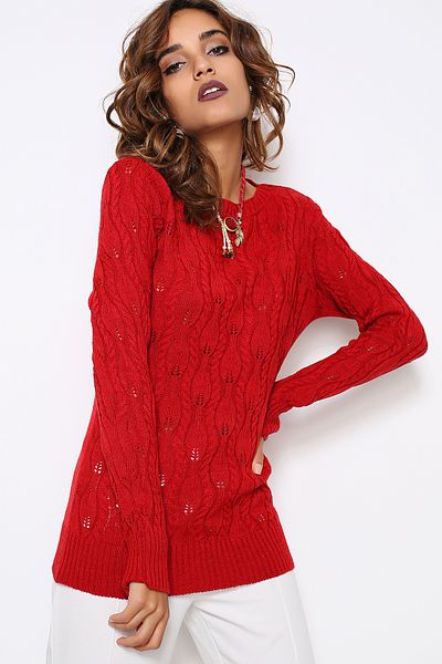 AVORWE Leaf Pattern Braided Knitwear Sweater