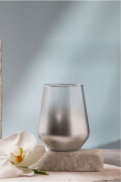 Paşabahçe Set of 6 Silver Gradient Water Glasses 425cc
