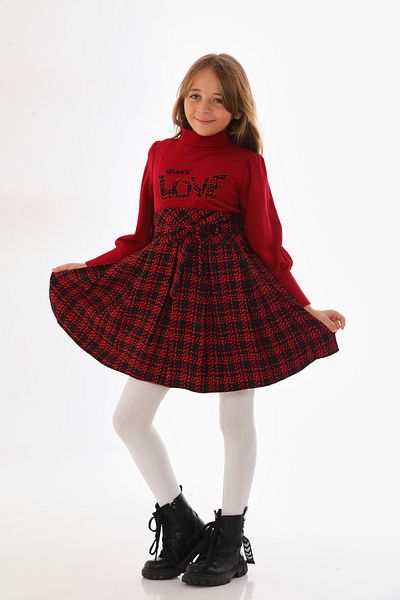 WİENS KİDS GIRL'S T-SHIRT AND SKIRT SET (TWO PIECES)