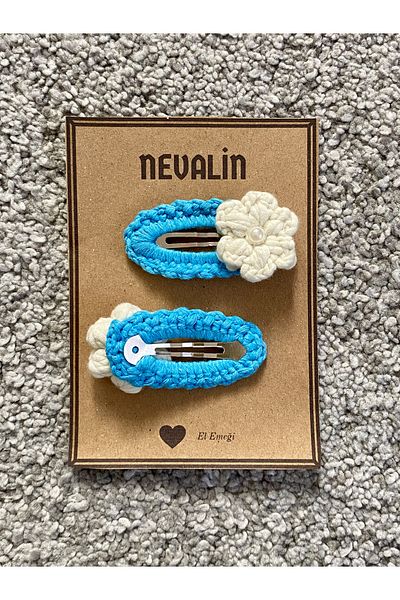 NEVALİN Flower Detailed Colorful Knitted Snap Girl's Buckle