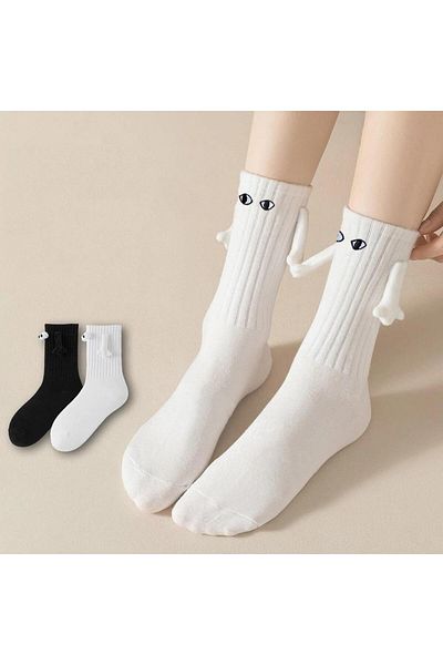 Gofeel Pofidi Magnetic White Socks with Hand-Held Eye Detail