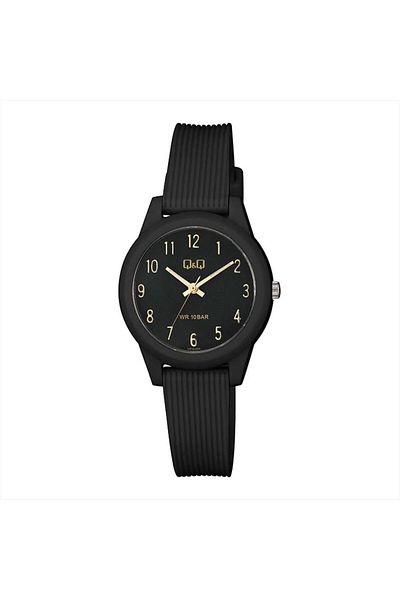 Q&Q Vs13j009y Black Silicone Band Numeral Women's Wristwatch
