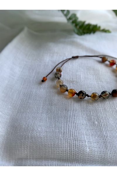 Atölye Merdiven Unisex 6mm Agate Stone Design Natural Stone Bracelet