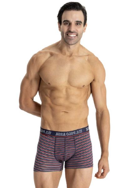U.S. Polo Assn. Men's, Licensed, USPA, Claret Red-Navy Blue-Printed 3-Piece Boxers