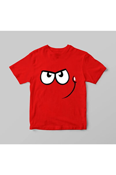 MAGORS Tricou cu decolteu roșu Red Ball Smile imprimat pentru băieți și fete